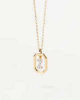 Colgante de circonita con microincrustaciones de letras inglesas de oro de 18 quilates con separación de colores y chapado en oro, collar de lujo ligero - details 5