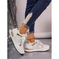 Zapatillas de deporte para mujer, nuevas y cómodas zapatillas deportivas con plataforma de cuero parcheado para correr al aire libre, informales, cómodas y a la moda - details 14