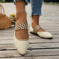 Zapatos planos de punto con bloques de Color para mujer, bailarinas elegantes, mocasines informales con tiras a rayas y punta estrecha para mujer - details 1