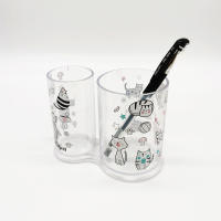 Cubo de almacenamiento de plástico, doble barril, hisopo de algodón, soporte para bolígrafo, caja de almacenamiento de maquillaje, estuche de impresión para cosméticos - details 3
