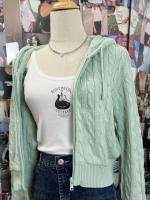 Cárdigan de punto con flores retorcidas para mujer, suéter de manga larga con capucha y cremallera, abrigo corto, ropa de calle, suéteres de moda, - details 7