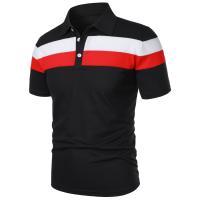 Pecho de manga para hombre con tres rayas a juego a la moda y manga corta con solapa para hombre - details 4
