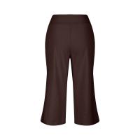 2024 primavera y verano mujeres elástico cintura alta 3/4 pantalón sólido Casual ajuste activo pantalones de pierna Capris anchos pantalones con bolsillos - details 51