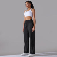 Pantalones de oficina sueltos de cintura alta informales de pierna ancha para mujer, pantalones de baile - details 17