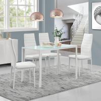 Elegante mesa de comedor con encimera de cristal 105cm x 60cm x 75cm blanco - details 1