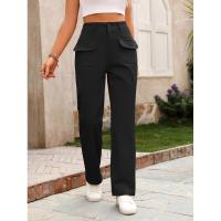 Pierna recta de cintura alta, pantalones sólidos, pantalones sueltos de estilo coreano de moda para mujer - details 2