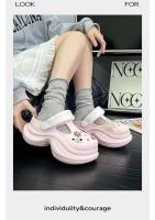 Nuevos zuecos de moda con bloques de color, cintura pequeña, para mujer, con suela gruesa, que aumentan la altura y antideslizantes. - details 3