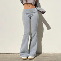BUNO-Pantalones acampanados lisos básicos informales para mujer Y2K, pantalones ajustados de cintura baja con corte de bota, moda de otoño y primavera 2024, ropa de calle para mujer - details 5