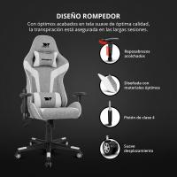 Tela Transpirable, reposabrazos 2D Acolchado, Base Nylon Reforzado, pistón Clase 4, cojín Lumbar y Cervical, Color Gris/Negro - details 25