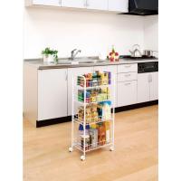 Servicio de cocina, almacenamiento, 2 estantes, 1 cesta de almacenamiento, con ruedas, cocina, sala de estar - Kitchen Wagon CW-005 - Marrón - details 30