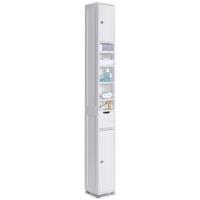 VOUNOT. ®   Mueble Baño Armario de Suelo Auxiliar, Cajonera con 4 Cajones Armario con Puerta y Estante Ajustable, Organizador Estante de Almacenamiento para Cocina Salón, 55x30x82cm Gris - details 10