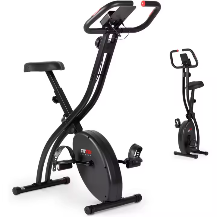 Bicicleta de Fitness Plegable Sillín Ajustable, 8 Niveles de Resistencia, Pulsómetro, Pantalla LCD, Soporte para Móvil/Tablet Ideal para Entrenamiento Cardíaco en Casa - 1
