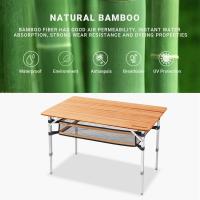 Mesa de Camping Plegable de bambú de 100 x 72 cm para 4 a 6 Personas, Marco Estable de Aluminio, 3 Alturas Ajustables con Bolsa de Transporte para jardín, Picnic, Camping - details 36