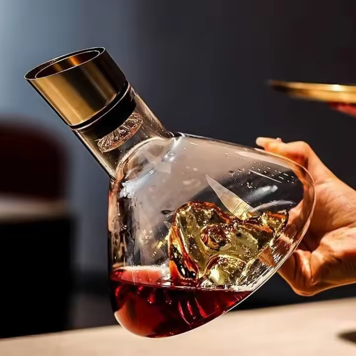 Botella de whisky y iceberg dorado de 1,5 litros, tarro de vidrio hecho a mano sin plomo, dispensador de vino espesado, accesorios de bar - 1