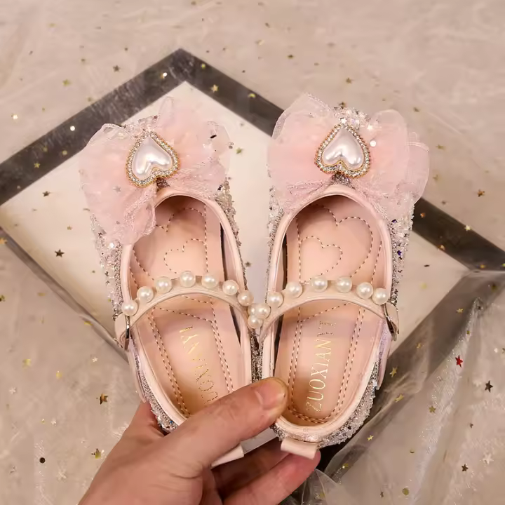 Nuevas flores casuales para niños de niña, zapatos individuales de suela blanda para bebé perla - 1