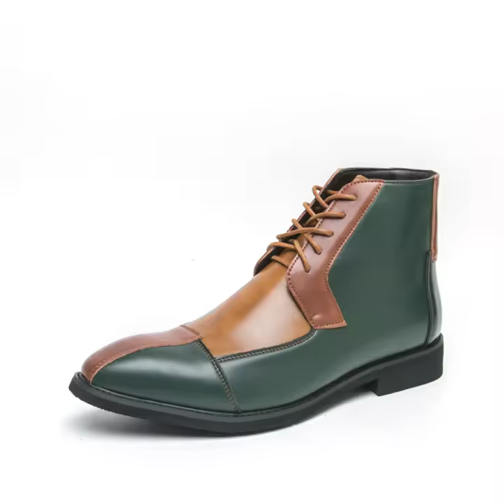 Zapatos de cuero de caña alta de negocios de costura de moda - 1