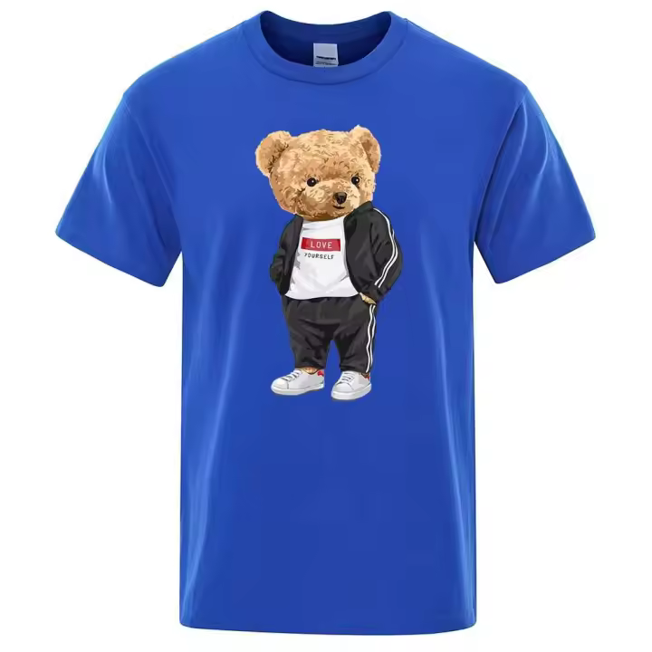 Camiseta deportiva Bear, ropa informal de algodón transpirable para hombre - 1