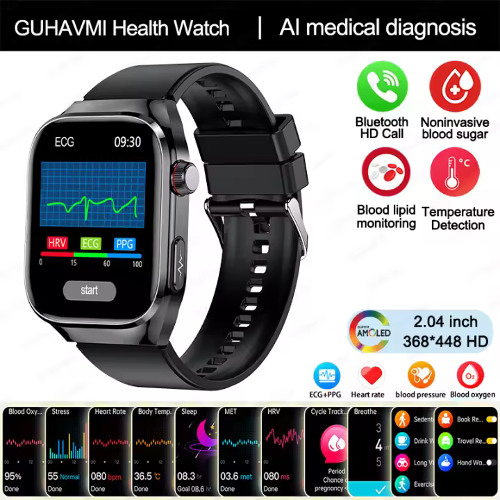 2025 Nuevo Reloj Inteligente de Diagnóstico médico AI de Cinco Órganos, Micro examen Físico de hambres y Mujeres, Smartwatch de Salud de Tres altos, Llamada Bluetooth, ECG función,Lípidos sanguíneos, ácido, monitoreo no invasivo de Azúcar en sangre - 1