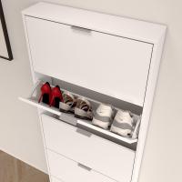 Zapatero con 5 Puertas, Mueble Zapatero Estrecho Dormitorio,Capacidad 15 Pares, Color Blanco Brillo, Medidas: 70 x 180 x 17 cm de Fondo - details 4
