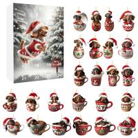 Calendario de Adviento de Navidad 2024,con 24 encantadores colgantes de perro salchicha, adornos de árbol de Navidad para decora - details 13