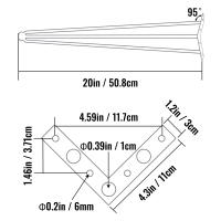 SucceBuy Patas de mesa con horquilla, juego de 4 de 20 pulgadas, diseño de 3 varillas, acero al carbono, capacidad de 220 libras cada una, patas de muebles de bricolaje resistentes para banco, escritorio, mesa de comedor, sillas - details 1