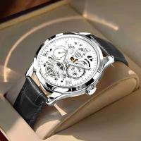 Reloj Deportivo de Lujo para Hombres Correa de Cuero Romano Esterlino Reloj de Cuarzo Automático - details 2