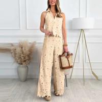 Elegante Conjunto de Moda Verano para Mujer Top de Chaleco Bordado Sexy con Pantalones Rectos Anchos Estilo Casual de Encaje - details 1