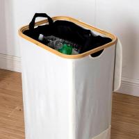 Cubo de reciclaje plegable para bebidas, cesta de lactancia con botella de bambú de gran tamaño, con bolsa interior - details 2