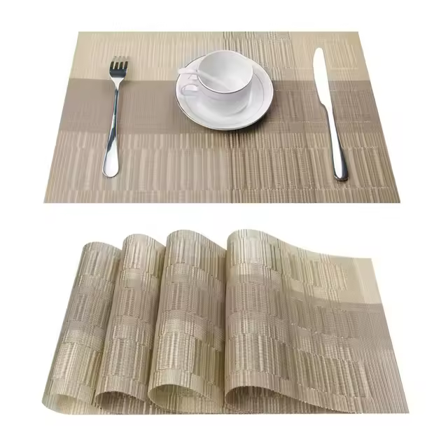 4 piezas de almohadillas tejidas a rayas, posavasos para paleta, tapete de mesa Napperon - 1