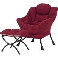 Silla perezosa con otomana, silla moderna con reposabrazos y bolsillo lateral, sillón de lectura con reposapiés para espacios pequeños, color verde afelpado - details 7