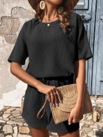 Conjunto de dos piezas de pantalones cortos para mujer, traje de manga corta - details 18