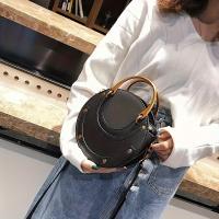 Bolso de hombro tipo bandolera redondo pequeño de nailon caqui profundo estilo europeo vintage para mujer - Cierre de cremallera, correa fija, versátil para ocasiones informales y formales, regalo de San Valentín, diseño minimalista, forro de poliéster - details 1
