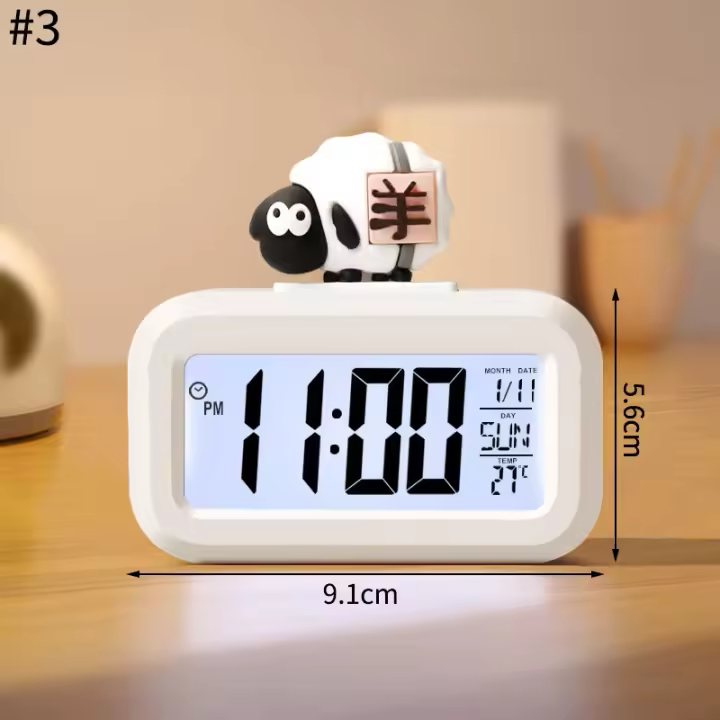 Reloj Digital LED Kawaii Dibujo de Cerdo Lindo Decoración Romana para Habitación - 1