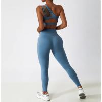 Sujetador a prueba de golpes para mujer con parte de atrás bonita, ropa deportiva para gimnasio y correr, chaleco Fiess, Top con correa Irregular, Material de nailon - details 11