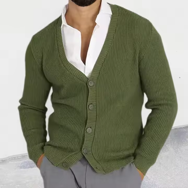 Suéter cansado de manga larga para hombre, chaqueta de punto con cuello en V, ropa de moda de talla grande, otoño e invierno, 2024 - 1