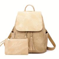 Mochila Escolar De Cuero PU Texturizado, 2 piezas, Con borde De Gran Capacidad Y Conjunto De Bolso De Mano, Bolsa De Viaje - details 9