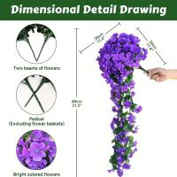 2pcs Flores Artificiales de Hiedra Violeta - Plantas Colgantes Falsas para Exteriores, Patio, Jardín, Porche y Decoración de Bodas - details 3