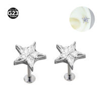 Anillo de labio Labret de estrella de titanio F136 para mujer, cartílago de la oreja, Tragus, hélice, lóbulo, pendientes Daith, Piercing, joyería corporal, 1PC - details 0