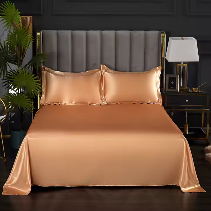 Bonenjoy-sábana lisa y sedosa para el hogar, ropa de cama de Color sólido, estilo lujoso, sin funda de almohada, 1 unidad - 1