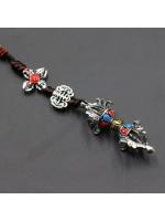 LLavero de campana de Vajra budista tibetana para hombre y mujer, colgante de joyería hecho a mano, cordón, campana de mano, cuerda tejida, colgadores de coche - details 11