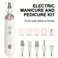Kit de manicura y pedicura eléctrica, juego de taladro de uñas inalámbrico, 5 velocidades de limado de uñas, herramientas para uñas - details 0