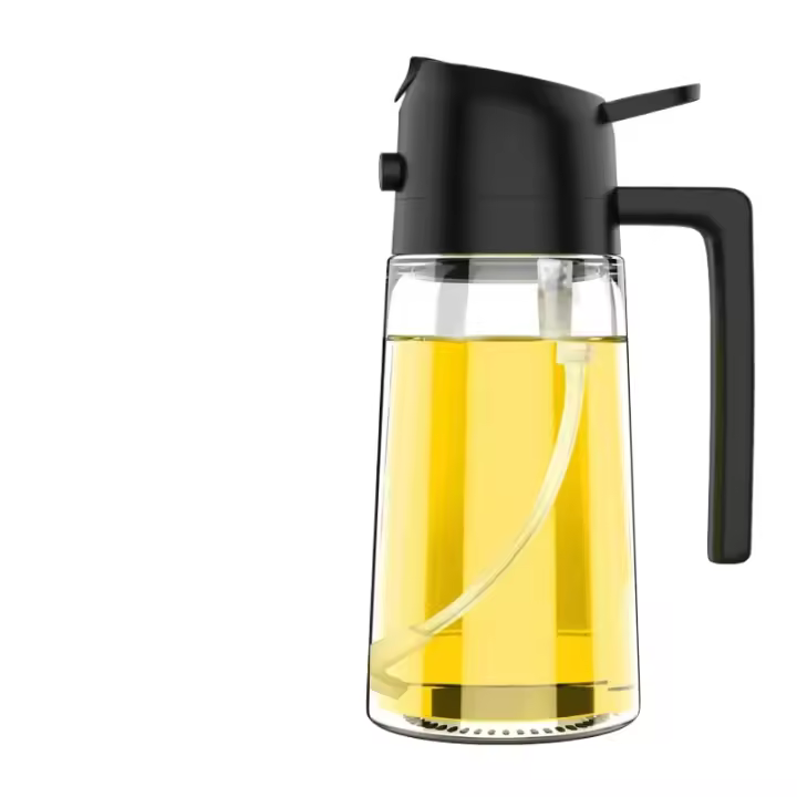 Botella dispensadora de aceite de oliva 2 en 1, pulverizador de aceite de plástico de 500ml, tanque de pulverización de aceite de cocina, barbacoa, hornear, picnic, herramientas de cocina para el hogar, 1-2uds. - 1