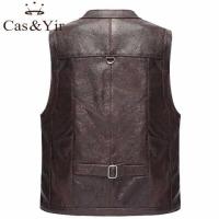 Chaleco de cuero para hombre, resistente al viento en otoño e invierno, chaleco hip-hop con cuello en V, sin mangas de color sólido punk para hombre - details 5