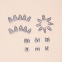 24pcs Uñas Postizas Largas Y Ovaladas En Color Puro Francés Gris Con Ojo De Gato Uñas Press on Para DIY Manicura Desmontables - details 7