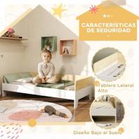 140x70 cm Cama Infantil de Madera Carga 80 kg para Dormitorio Blanco y Natural - details 4