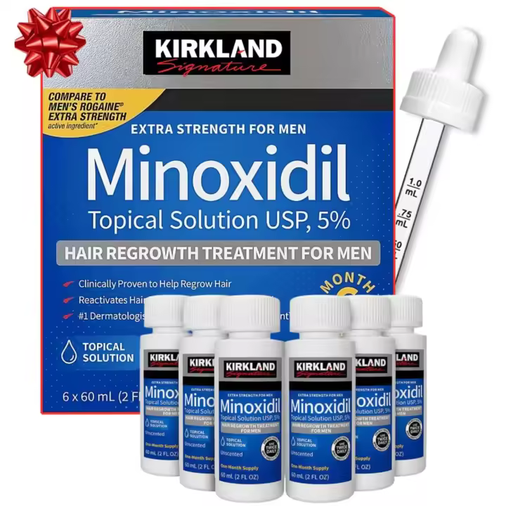 Minoxidil para hombres Paquete de tratamiento líquido extra fuerte para el crecimiento del cabello 5%, suministro de 6 meses - Aplicador cuentagotas y guía adicional gratuita incluida - 1