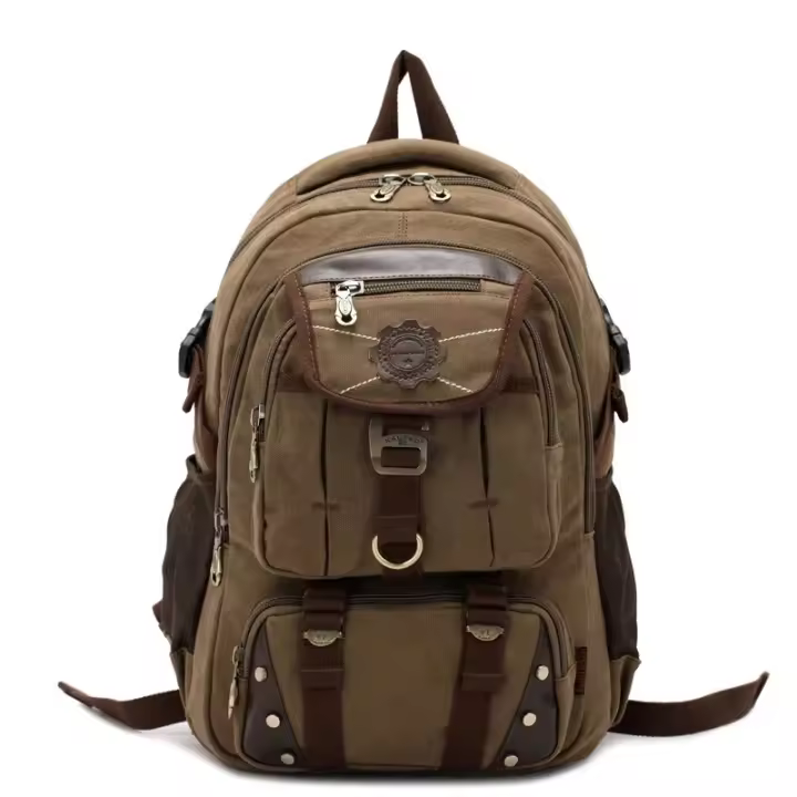 Mochila vintage de lona para hombre, Bolsa Escolar de viaje de gran capacidad para ordenador portátil de 14 pulgadas, nueva moda - 1
