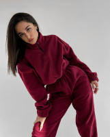 2025 primavera y otoño nueva ropa de mujer moda casual suelta cremallera cuello alto suéter conjunto de dos piezas. - details 7