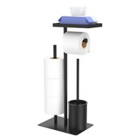 Portarrollos de acero inoxidable de pie con escobilla de baño - Portarrollos de papel higiénico con caja de toallitas húmedas - details 4