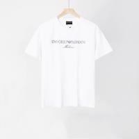 Camiseta Deportiva de Algodón Puro para Hombres Cuello Redondo, Estampado de Logo Delantero, Estilo Básico Casual para el Verano - details 0